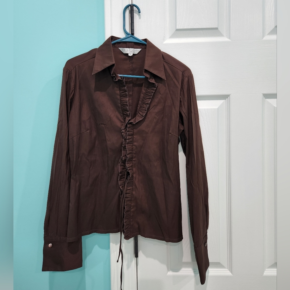 Trina Turk Los Angeles Brown Top Size Large